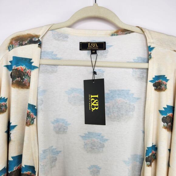 Lucky & Blessed L&B western buffalo print open cardigan size 3X - Picture 2 of 9
